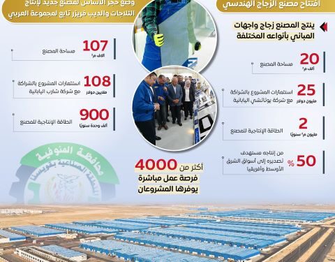 بالانفوجراف .. تدشين استثمارات صناعية ضخمة بالمنطقة الصناعية بمدينة قويسنا بمحافظة المنوفية