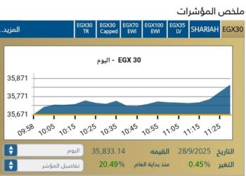 اداء مؤشر البورصة الرئيسي
