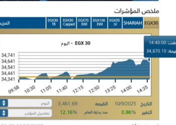 ارتفاع المؤشر الرئيسى للبورصه المصريه EGX30