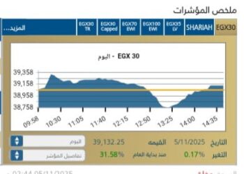 البورصة المصرية تغلق على صعود طفيف و EGX30 يرتفع بنسبة 0,17%