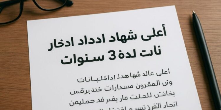 أعلى عائد شهادة ادخار ثابت لمدة 3 سنوات