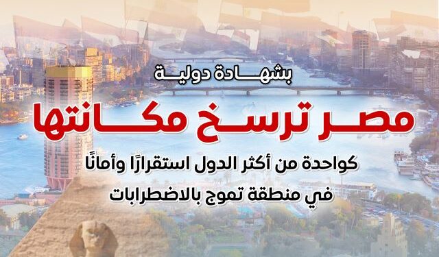 مصر ترسخ مكانتها ضمن الدول الأكثر استقرارًا وأمانًا في منطقة تموج بالاضطرابات