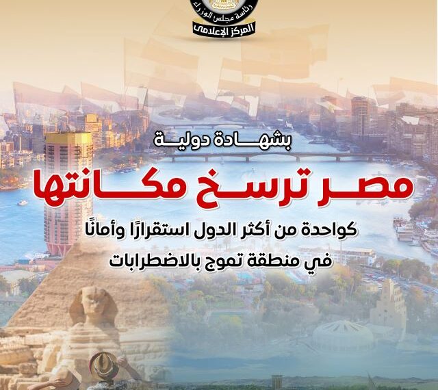 مصر ترسخ مكانتها ضمن الدول الأكثر استقرارًا وأمانًا في منطقة تموج بالاضطرابات