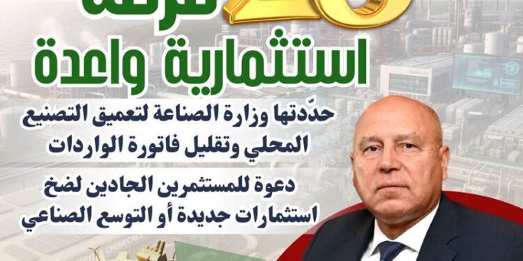 فرص استثمارية واعدةمحددة من وزارة الصناعة