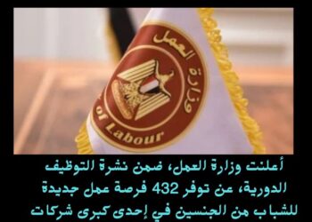 وزارة العمل تعلن عن 432 وظيفة