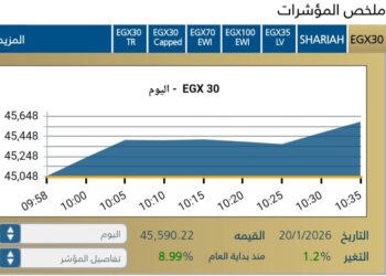 ارتفاع نسبى للمؤشر الرئيسى عند افتتاح جلسة اليوم