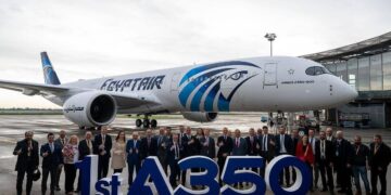 وصول أول طائرة لمصر للطيران من طراز الايرباصA350-900 A350-900 A350-900 إلى مطار القاهرة الدولي وانضمامها رسميًا لأسطول الشركة الوطنية