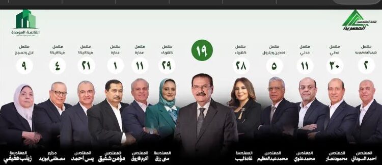 قائمة المهندس هاني ضاحي المرشحة لانتخابات نقابة المهندسين