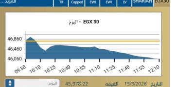 مؤشر EGX30 يتراجع بنسب 1,74-% منتصف التعامل اليوم الأحد