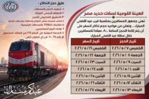 بدء حجز تذاكر قطارات عيد الاضحى المبارك