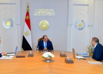 الرئيس عبد الفتاح السيسي خلال اجتماعه مع الفريق أسامة ربيع و مصطفى الدجيشي