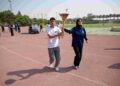 الجامعة الأمريكية بالقاهرة تحتفل بوصول شعلة الدورة الثانية عشرة للألعاب الإفريقية للجامعات الى حرمها بالقاهرة الجديدة