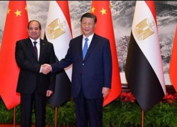 الزعيمين السيسي وشي خلال لقائهما بالقاهرة