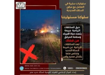 حرق القمامة والمخلفات الزراعية بجوار خطوط السكك الحديدية